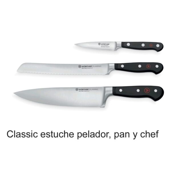 Wüsthof Classic Juego de 3 cuchillos: Pan, Chef y Pelador