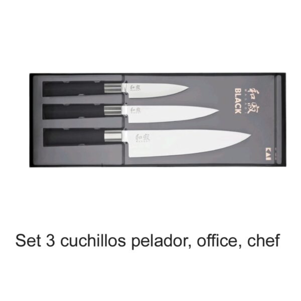 Wasabi Black Estuche de 3 cuchillos: Chef, Office y Pelador