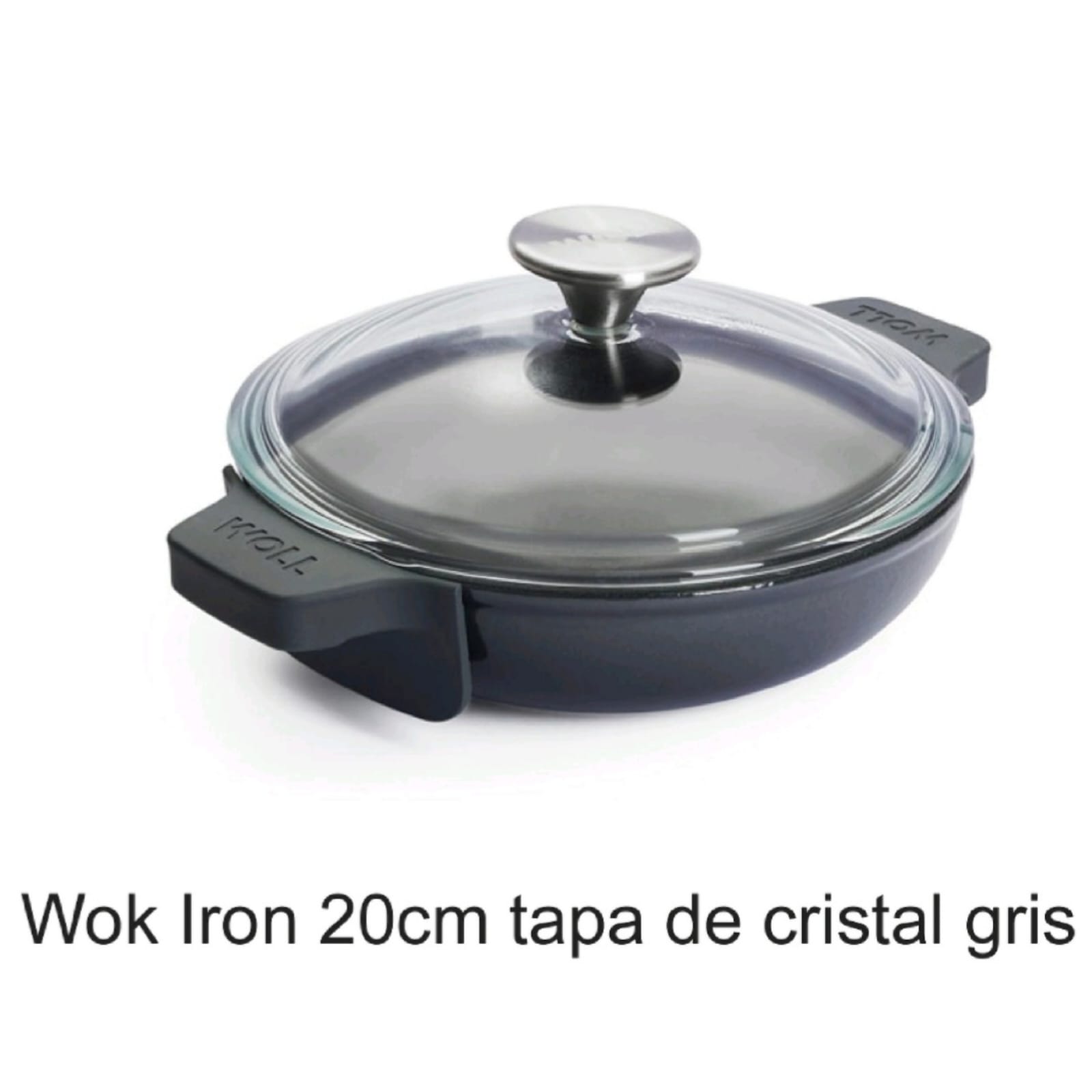 Wok Iron 20cm con tapa de cristal Gris Carbono