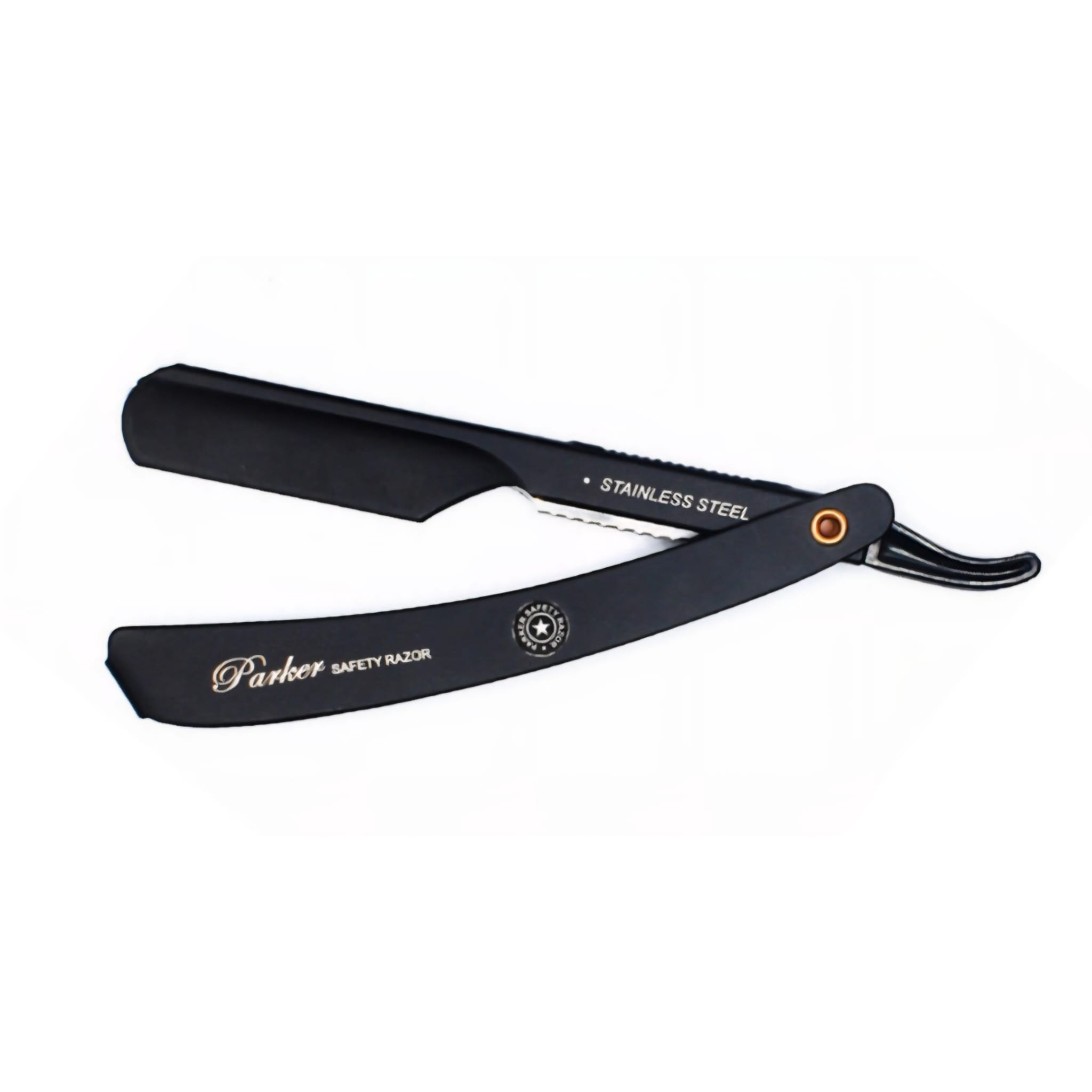 Navaja de afeitar Parker PTB Metal Push mango/hoja inox negro