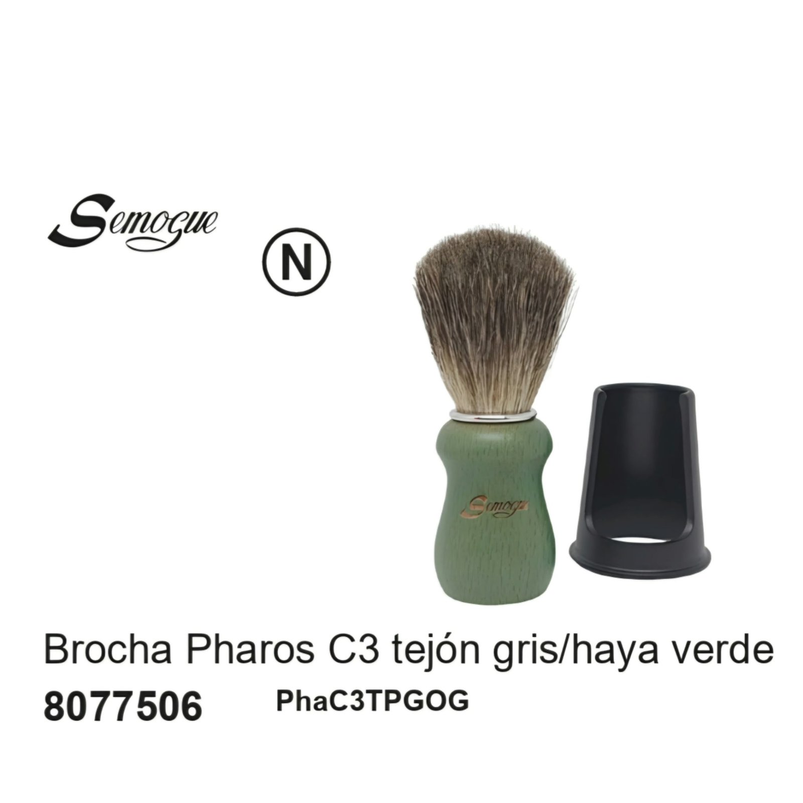 Brocha Semogue Pharos C3 Tejón gris/haya verde